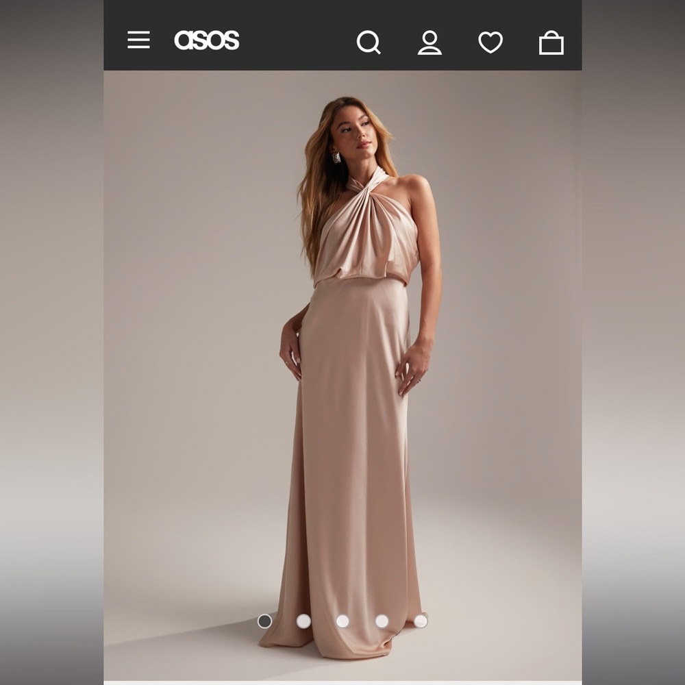 ASOS blush bridesmaids dress.